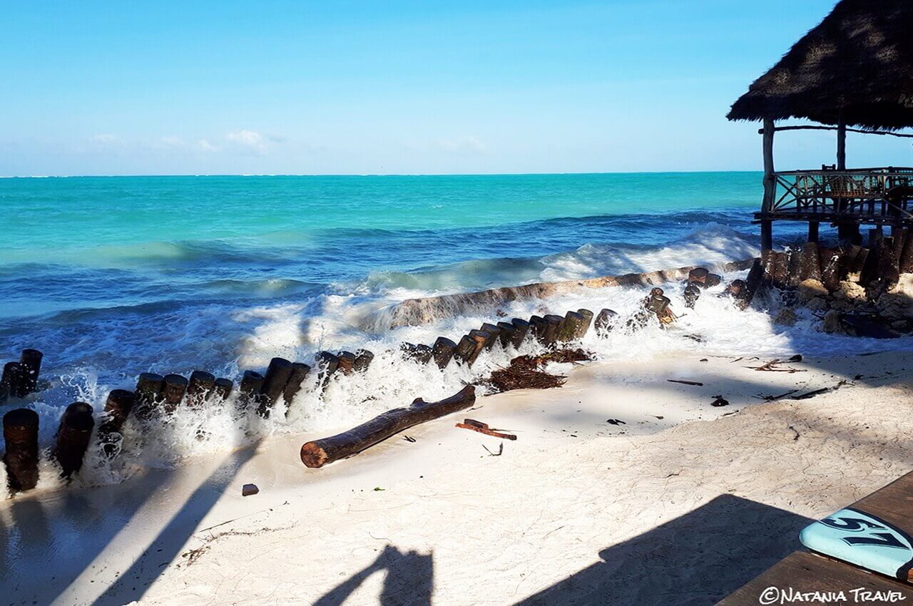 Paje beach, the high tide, Zanzibar beaches