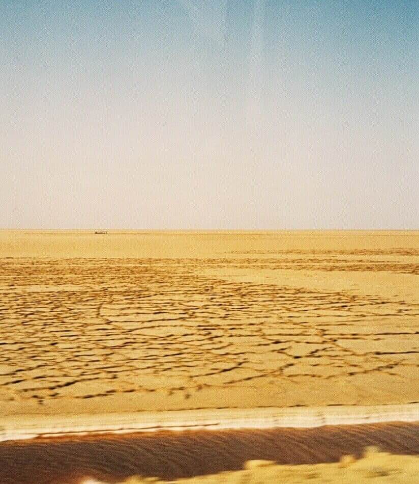 Stucked bus in the lake Chott el Jerid