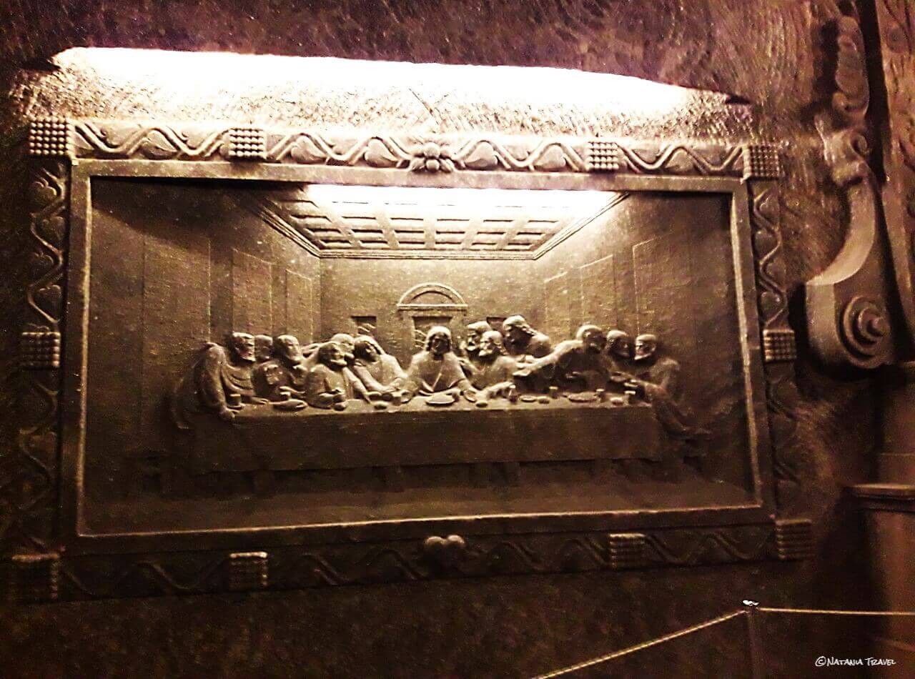 the Last Supper Carved into Rock salt Wall Wieliczka
