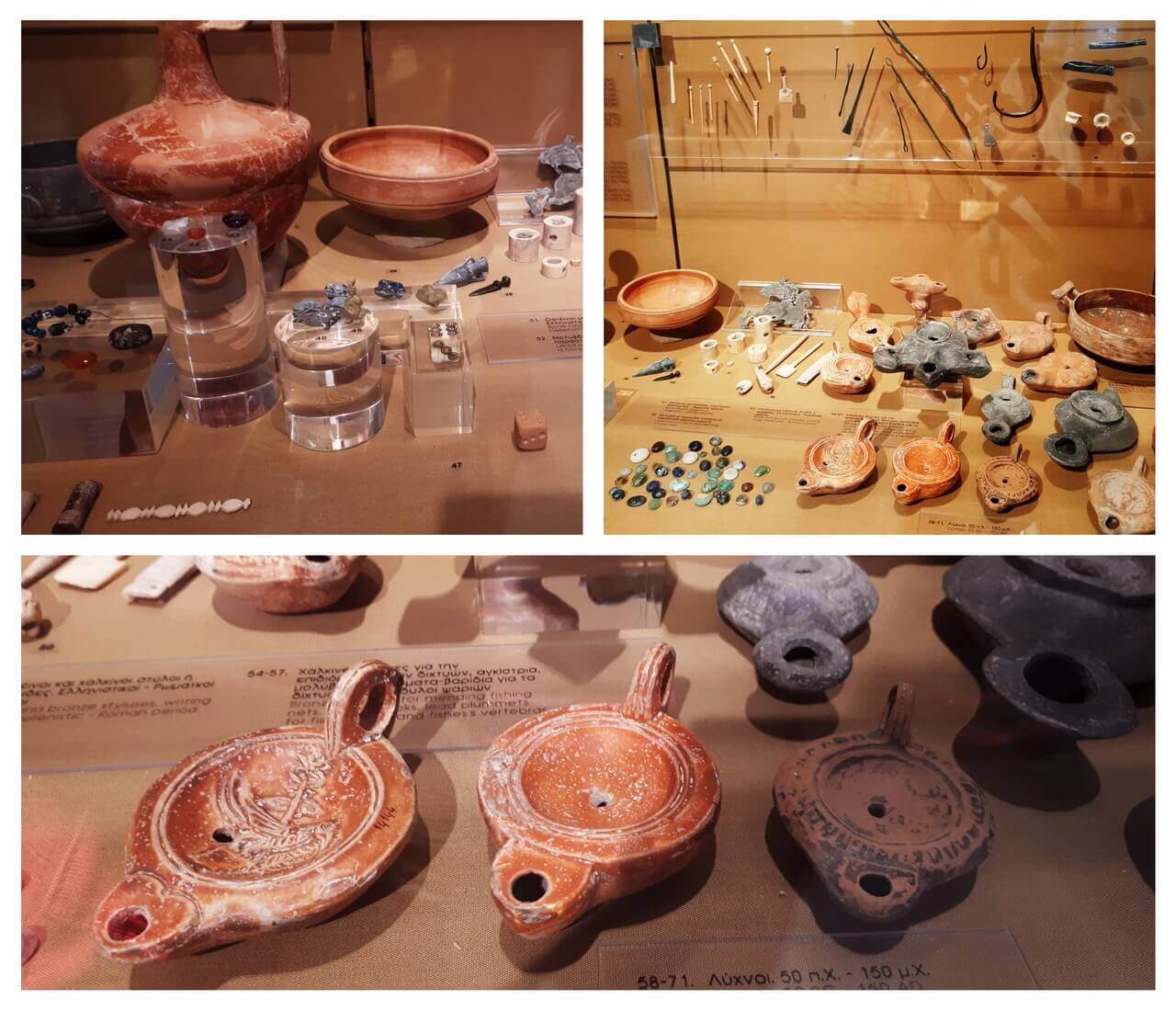 Pottery, jewellery, pencils, lamps from Roman times