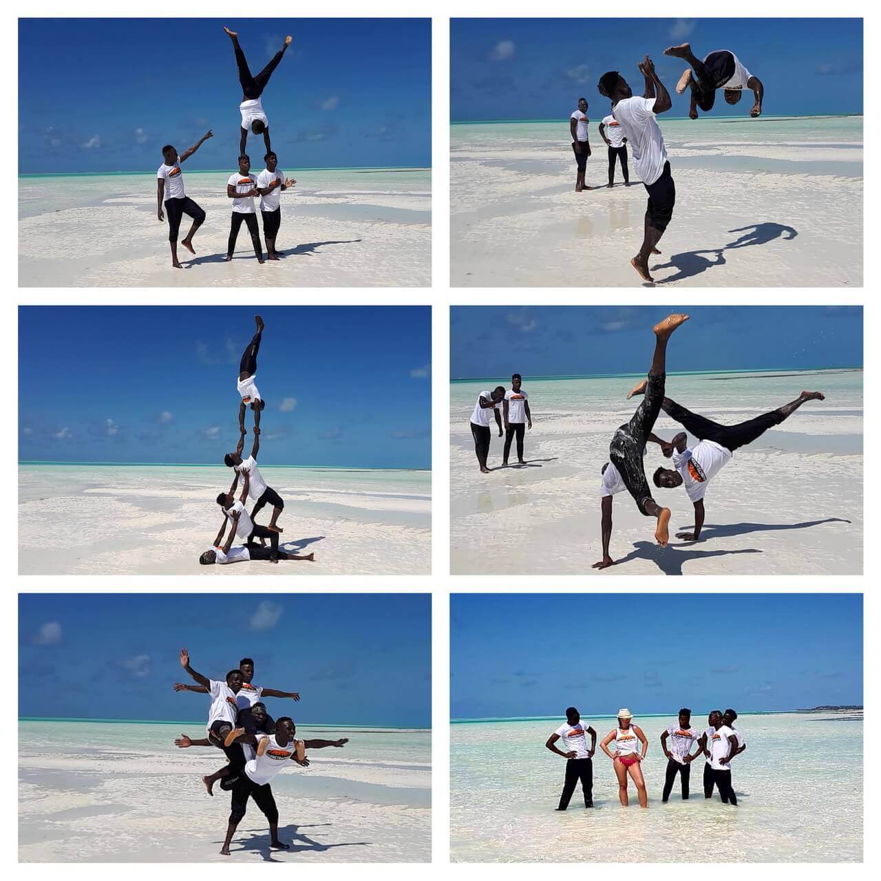 Acrobats Show in the Sand Jambiani Zanzibar Plaže Beaches
