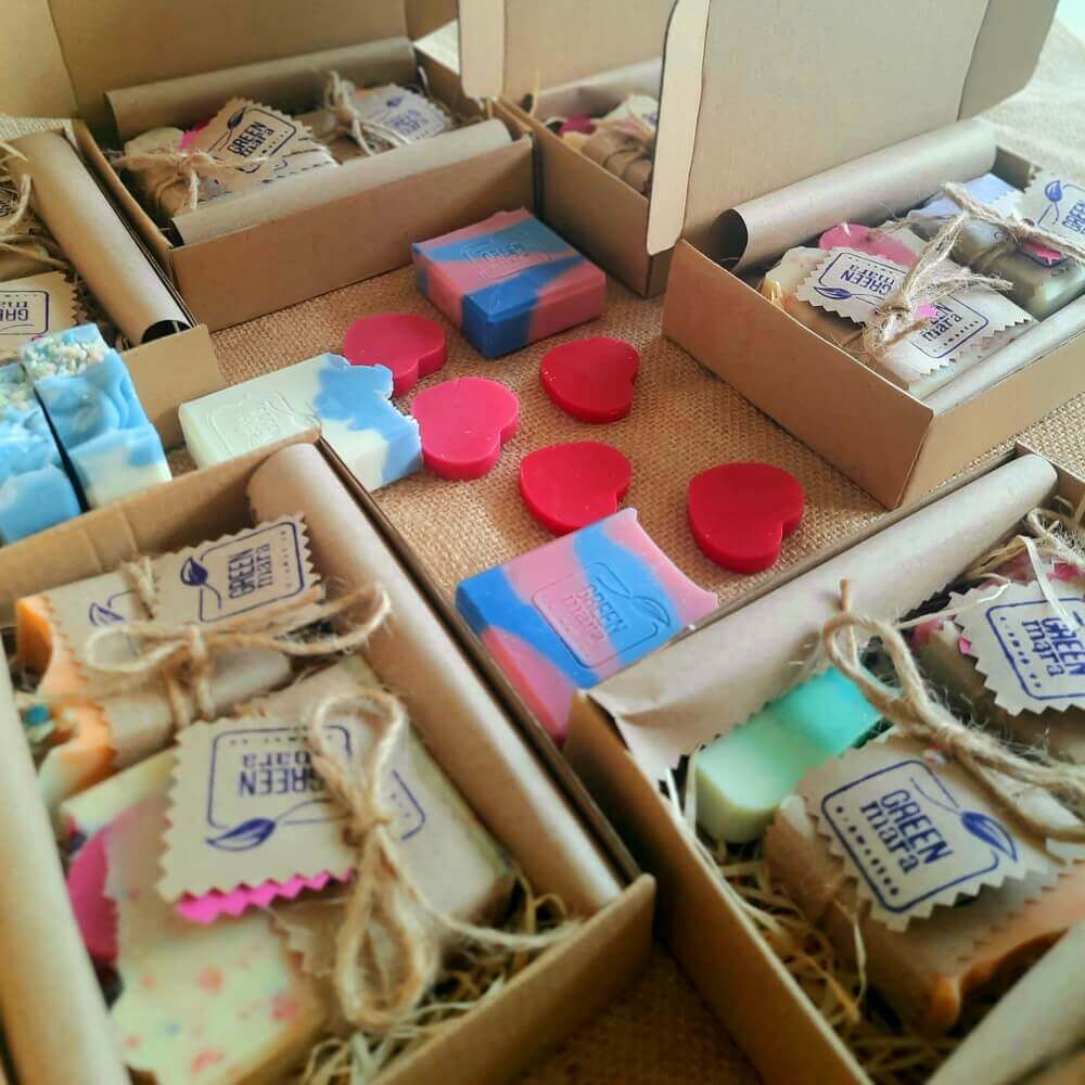 Colourful soaps in the boxes