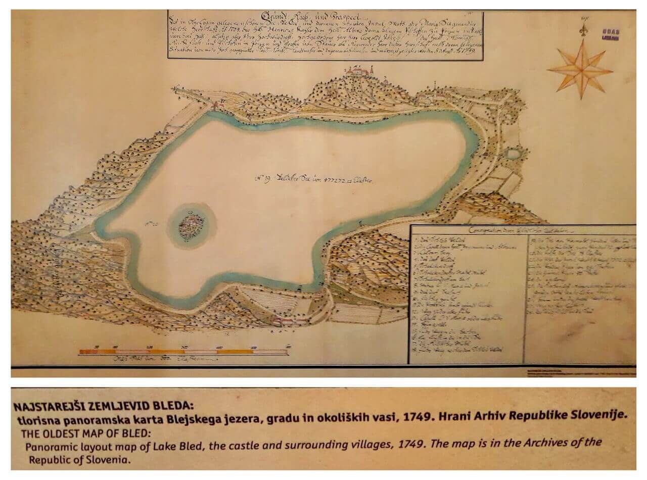Map of Bled castle from 1749, Bled Museum