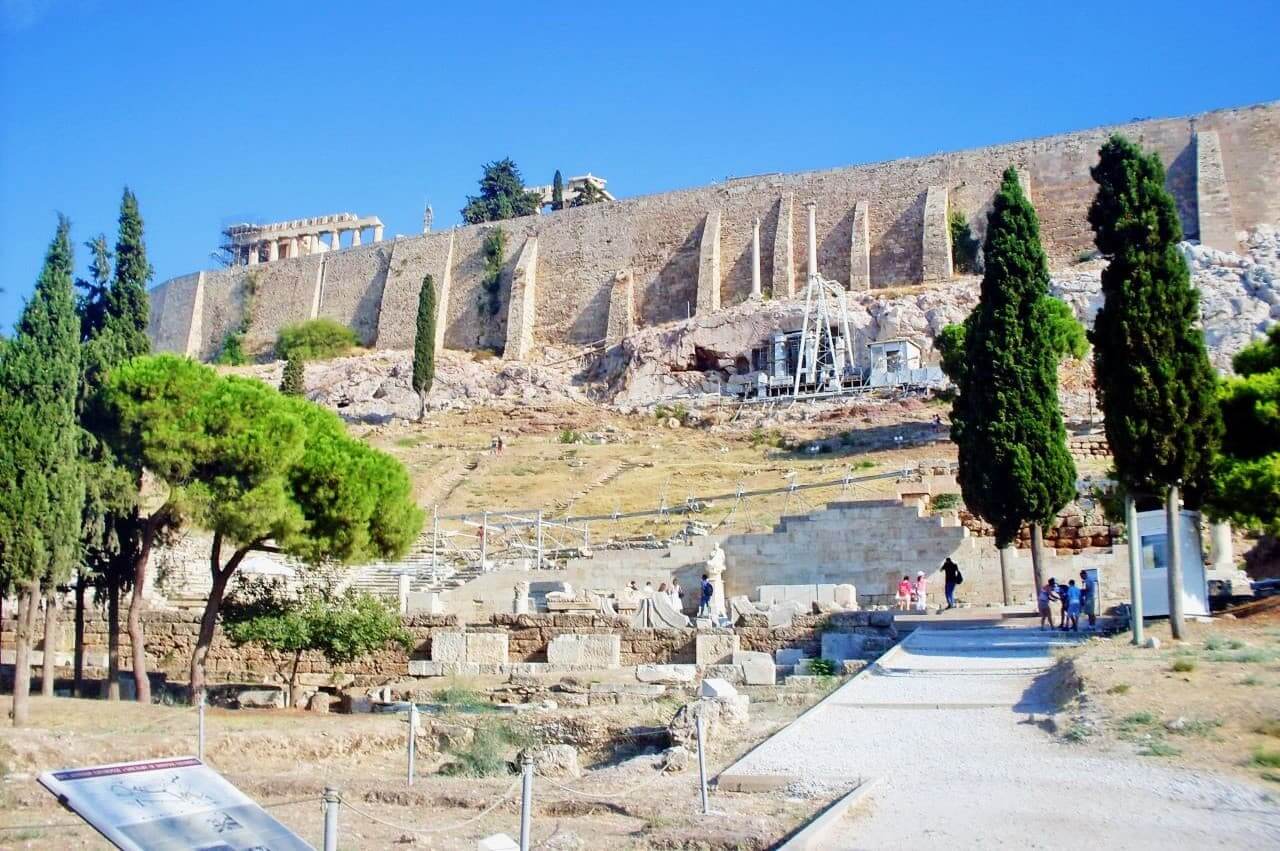 Athens Acropolis south slope and fortification wall