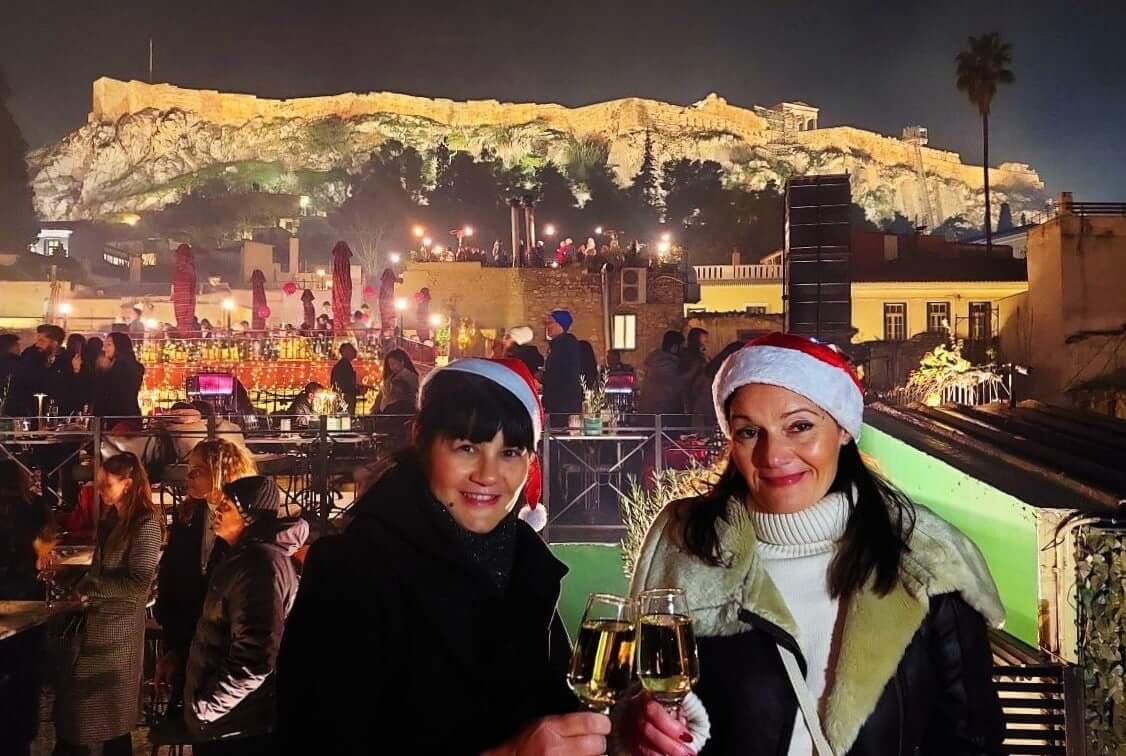 Athens, NY Eve 2025, Odos Lisiou roofbar