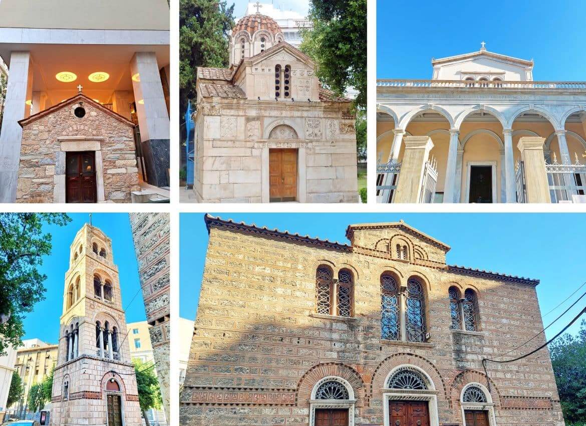 The Agia Dynami Church, Church of Panagia Gorgoepikoos, Catholic Cathedral of Saint Dionysius the Areopagite, and Church of Agios Nikolaos Rangavas