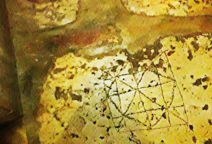 Roman soldiers game on the pavement under the Zion Sisters' convent, Jerusalem