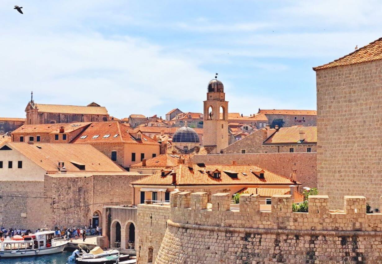 Dubrovnik harbour and red roofs