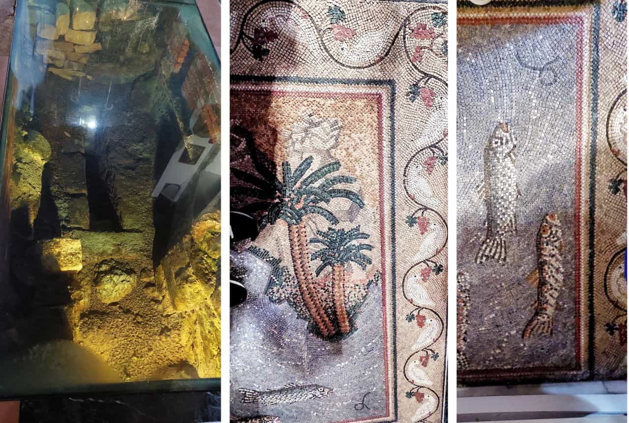 Trebinje, the glass floor and mosaics in the Tvrdoš Monastery