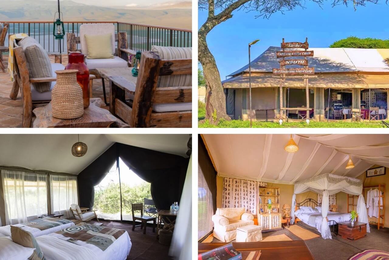 SEKO TOURS, Tanzania, safari accommodation: Gran Melia Ngorongoro, Tanzania Bush Camp Luxurious Tented, Nyikani migration camp, Tanzania Bush Camp
