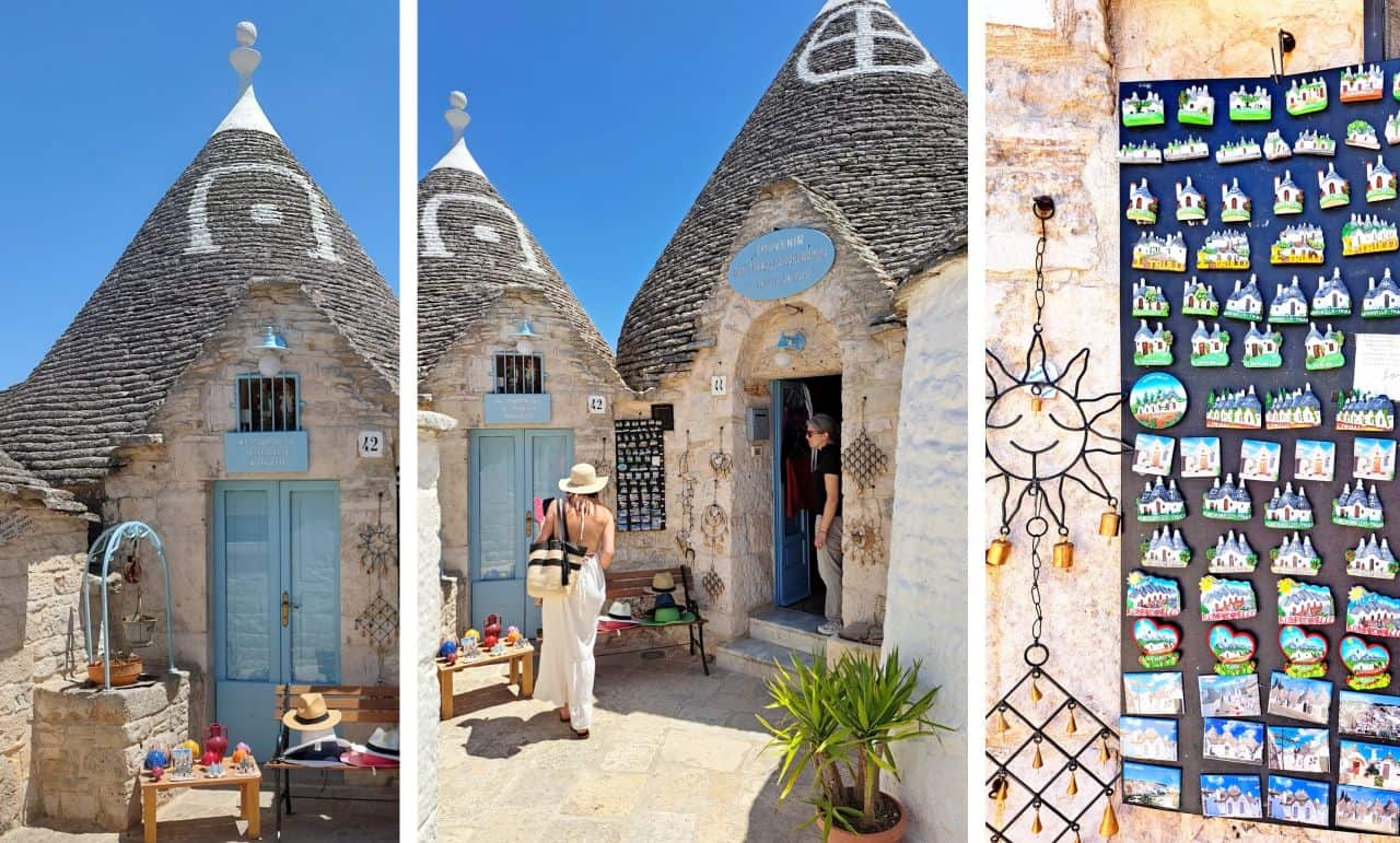 Alberobello, Il Trullo Abitato with souvenir shop and a panoramic view
