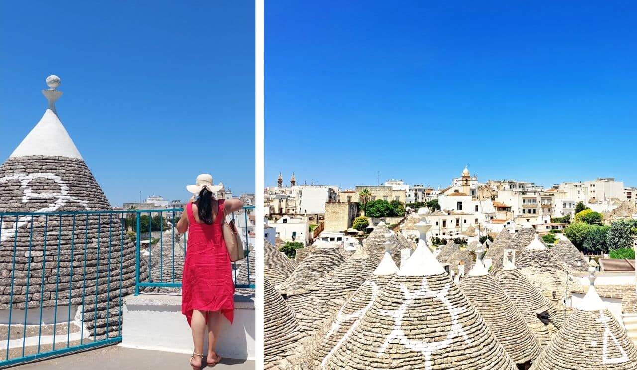 Alberobello, a panoramic view from the top of the Trullo Abitato