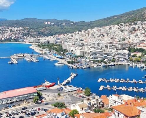 Kavala port and town, Greece