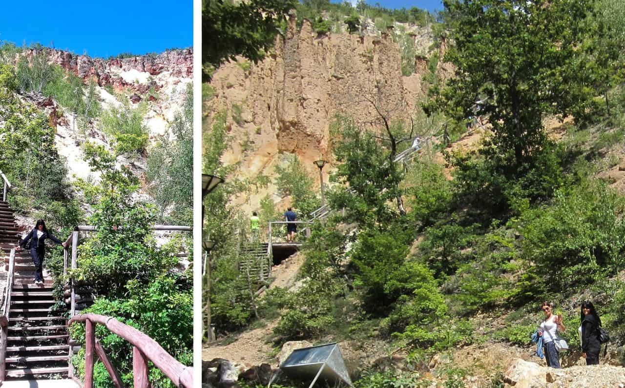 Wooden stairs to the lookout, Devil Town, Đavolja varoš