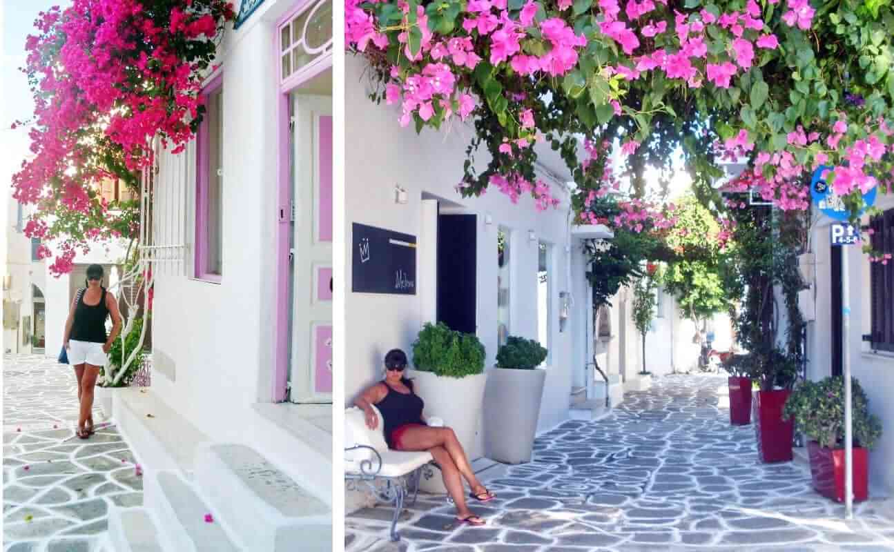 Beautiful bougainvillaea in the Old Town of Paros