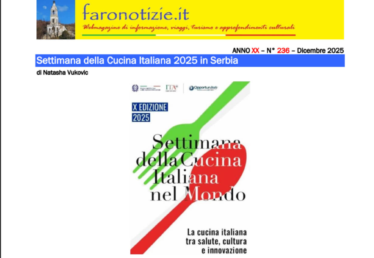 Faronotizie Settimana della Cucina Italiana 2025 in Serbia Press