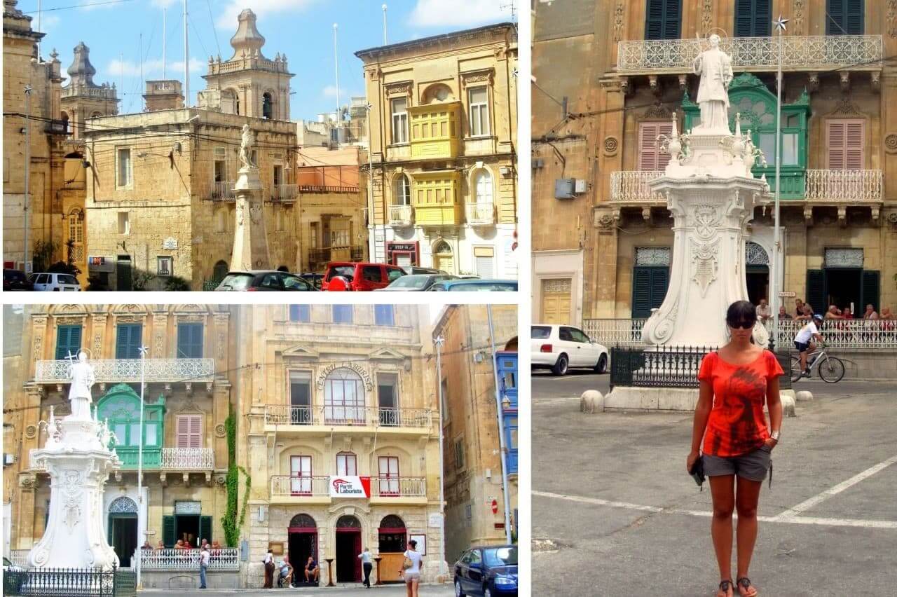 Malta Victory Square (Misrah ir-Rebha) with St. Lawrence statue, Vittoriosa
