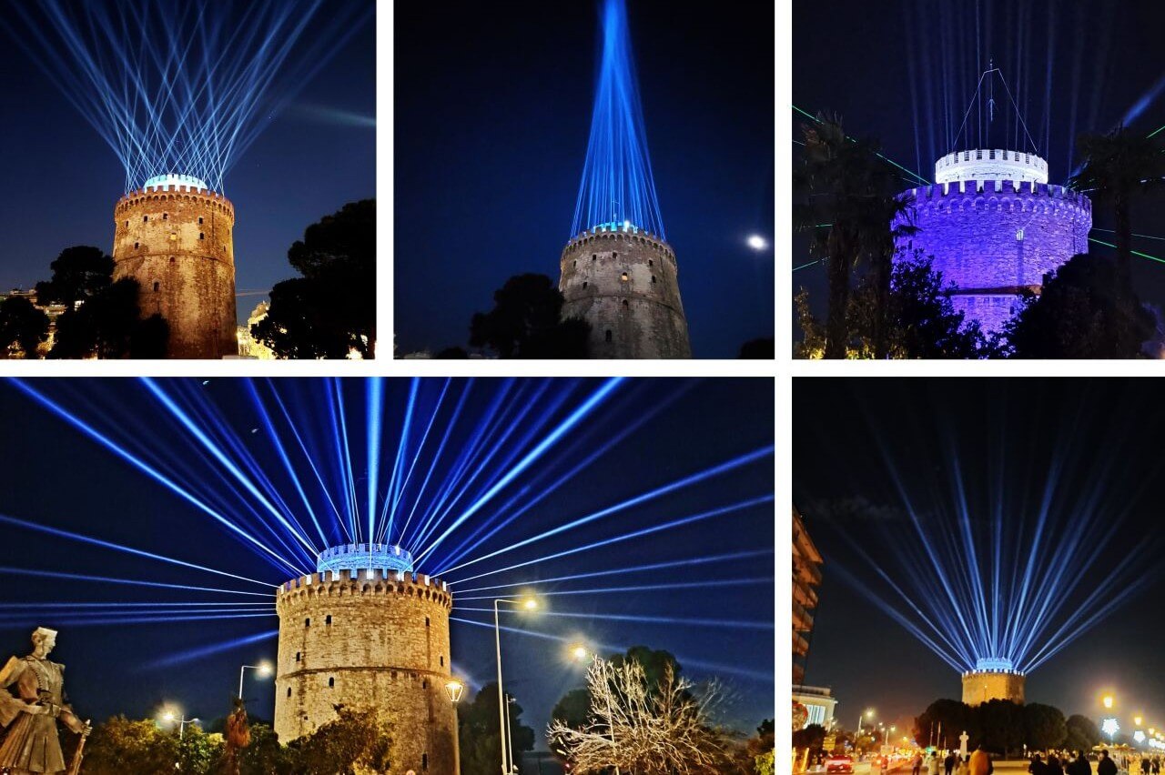 Thessaloniki, the White Tower by night, Solun, Bela kula noću
