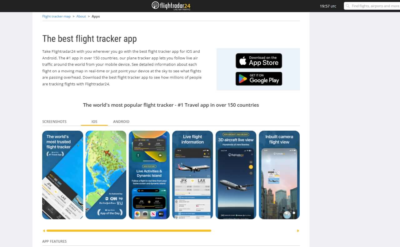 Flight Radar24 tracker app