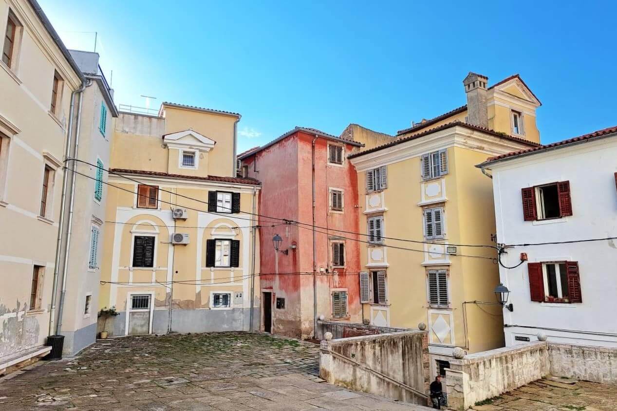 Colourful houses in Piran, Slovenia