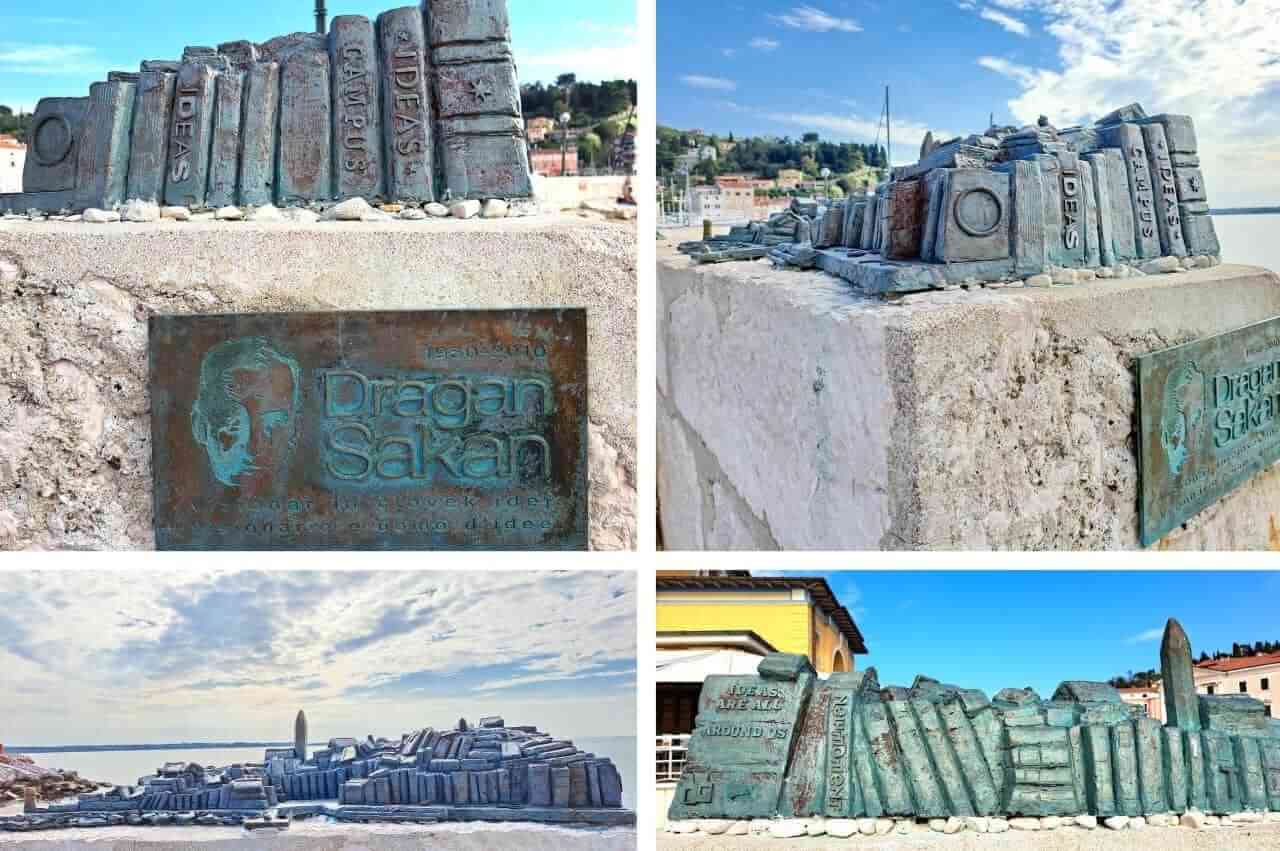 Monument of Dragan Sakan in Piran. Spomenik Draganu Sakanu u Piranu