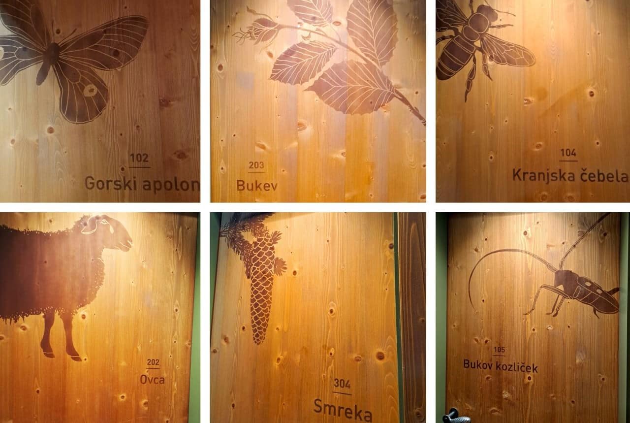 Wooden doors at the Vila Planinka, Jezersko