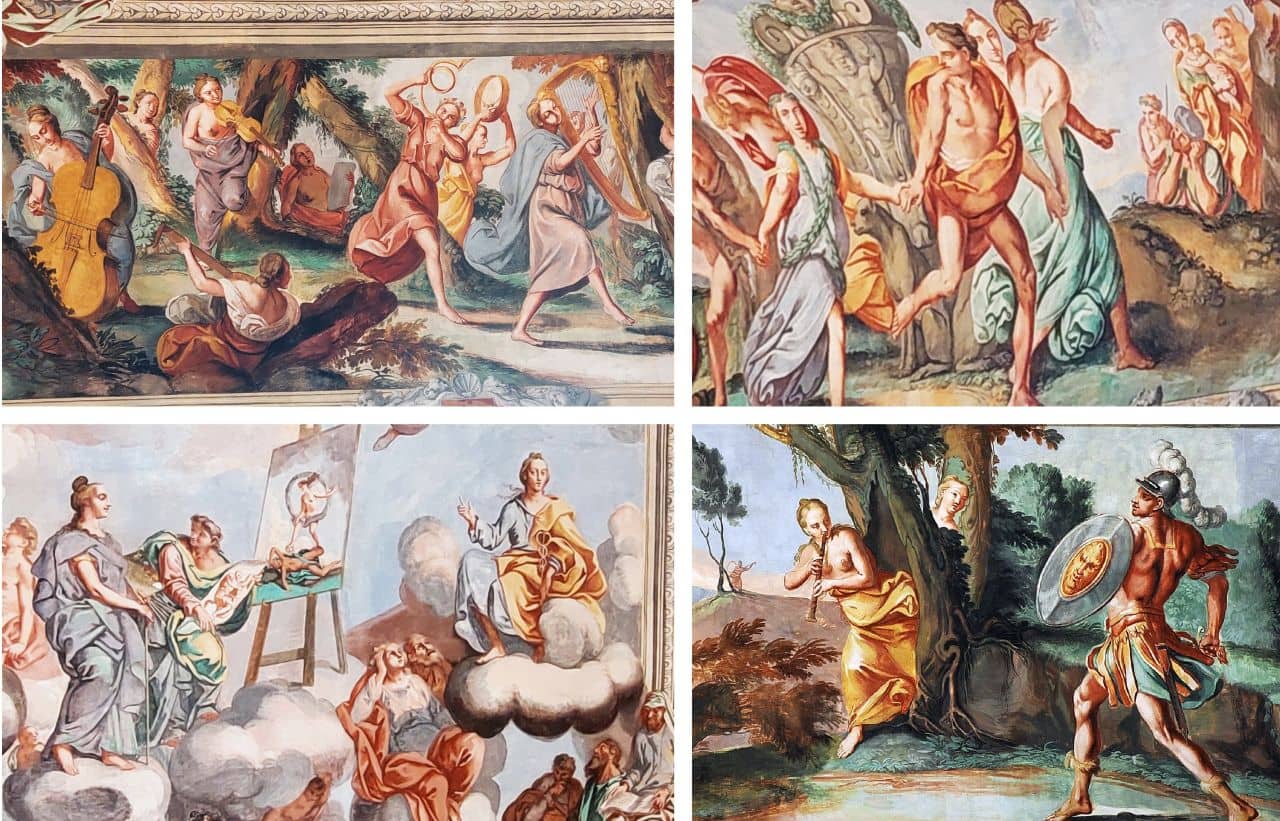 Various frescos in Knight Hall, Brežice Castle