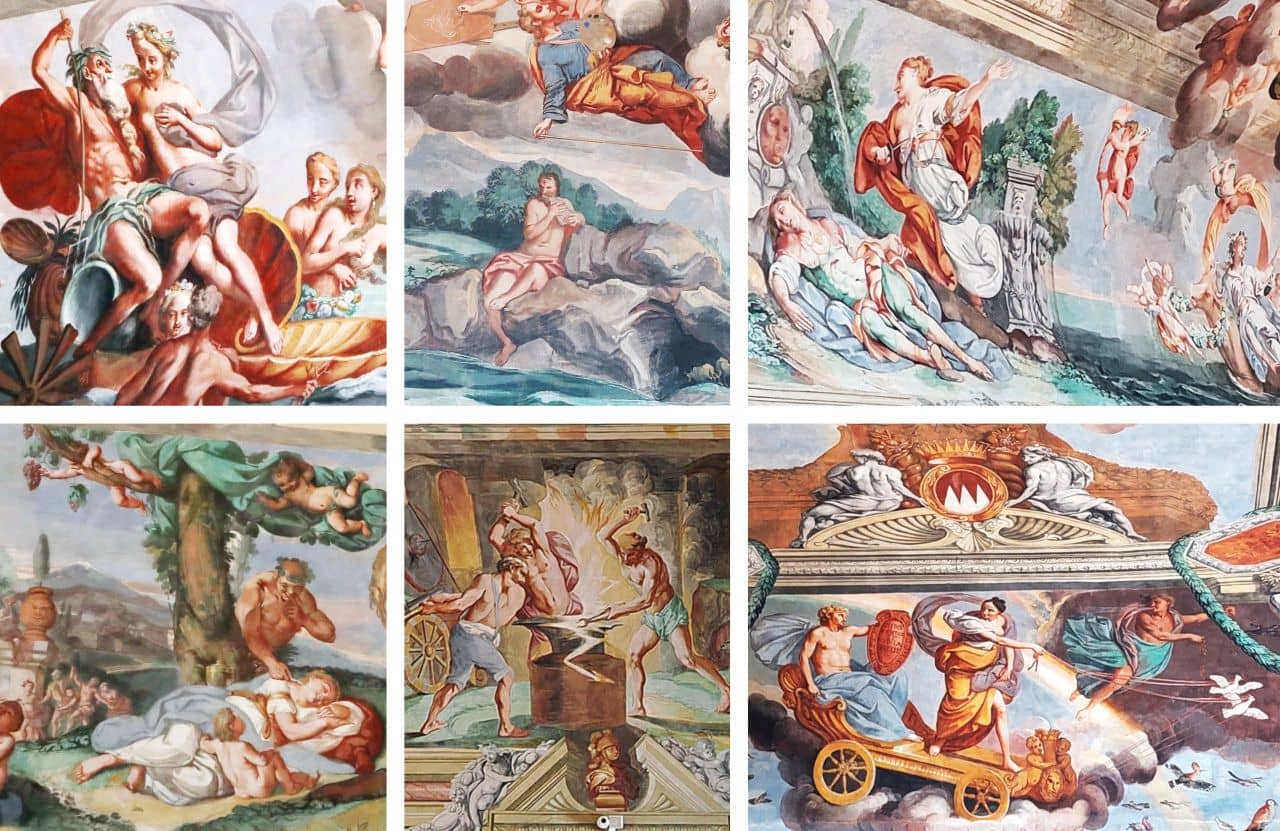 Frescos with four elements in Knight Hall, Brežice Castle