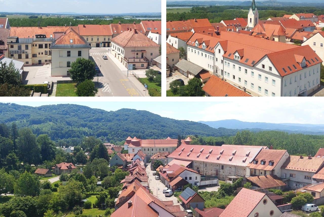Panoramic view of Brežice from the top of the Water Tower