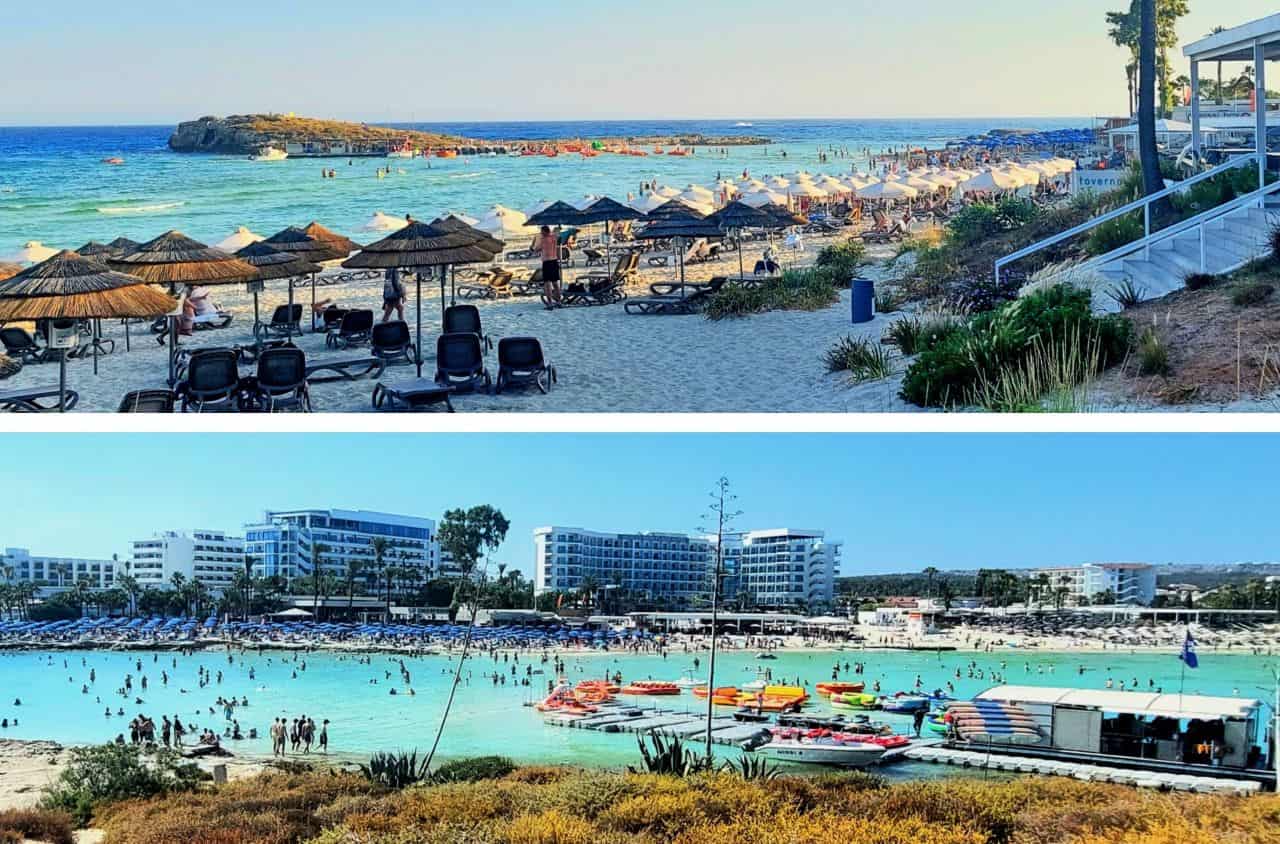 beaches in Cyprus. Nissi Beach. Plaže na Kipru