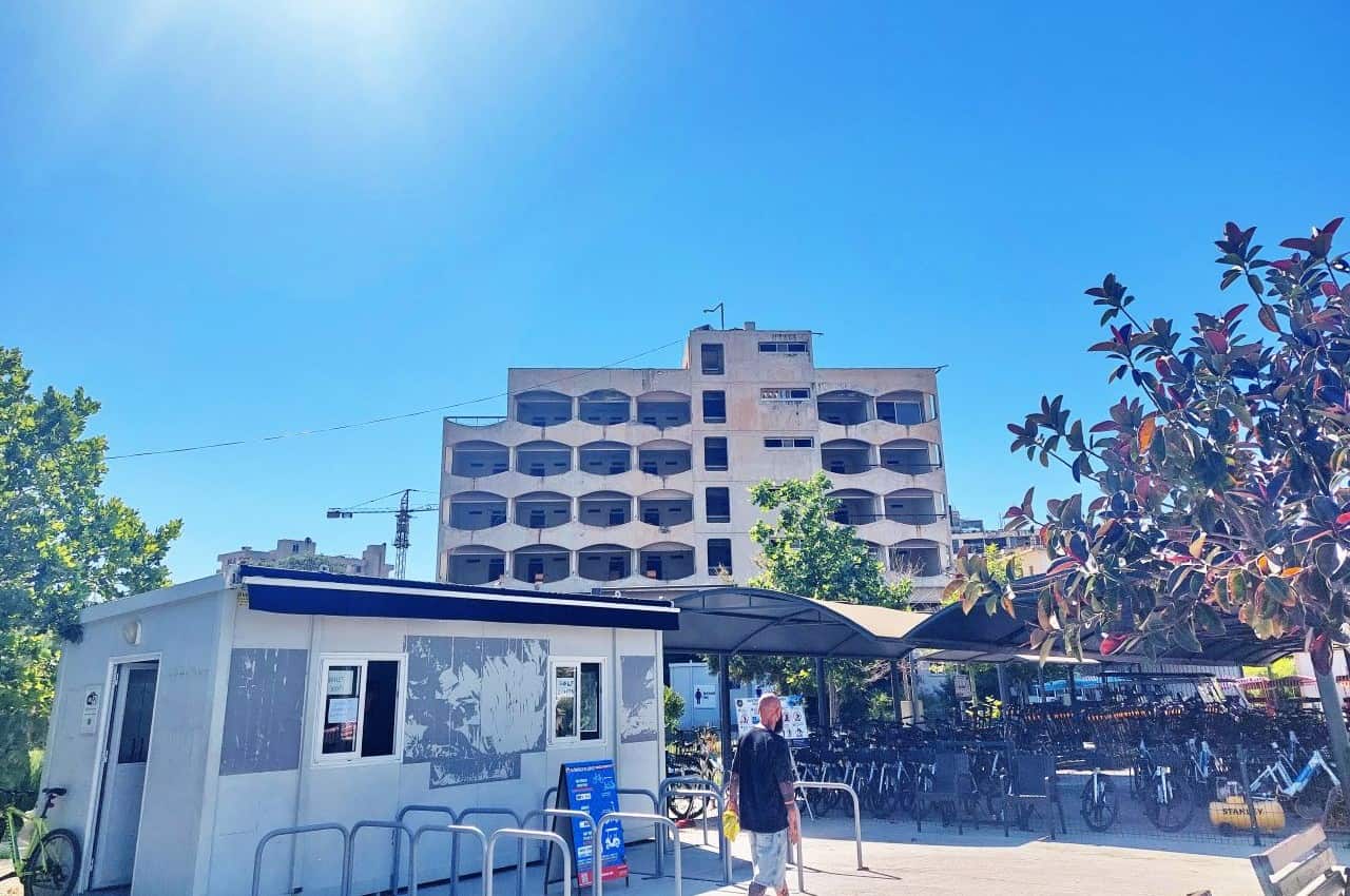 Varosha entrance, kiosk for renting an electric scooter or bicycle