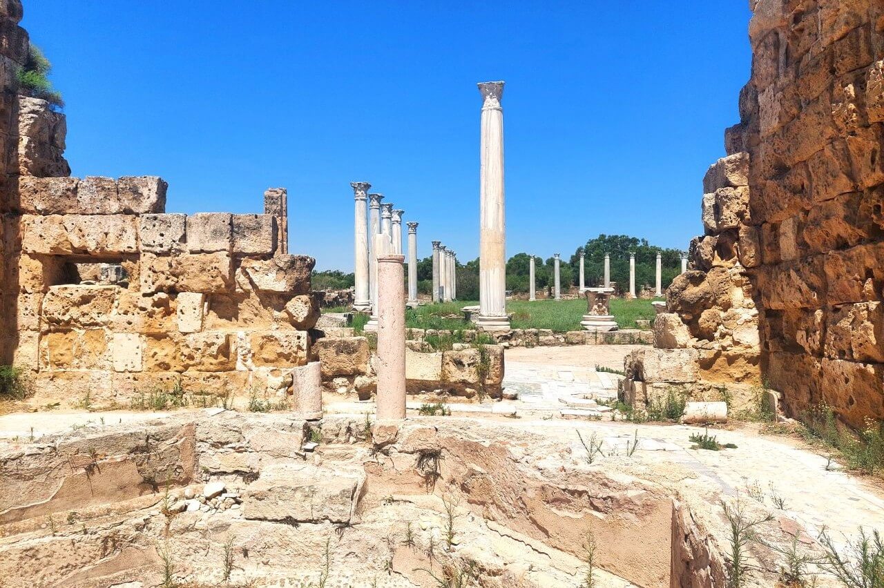 Salamis, Baths and marble columns of Gymnasium, Cyprus. Kipar