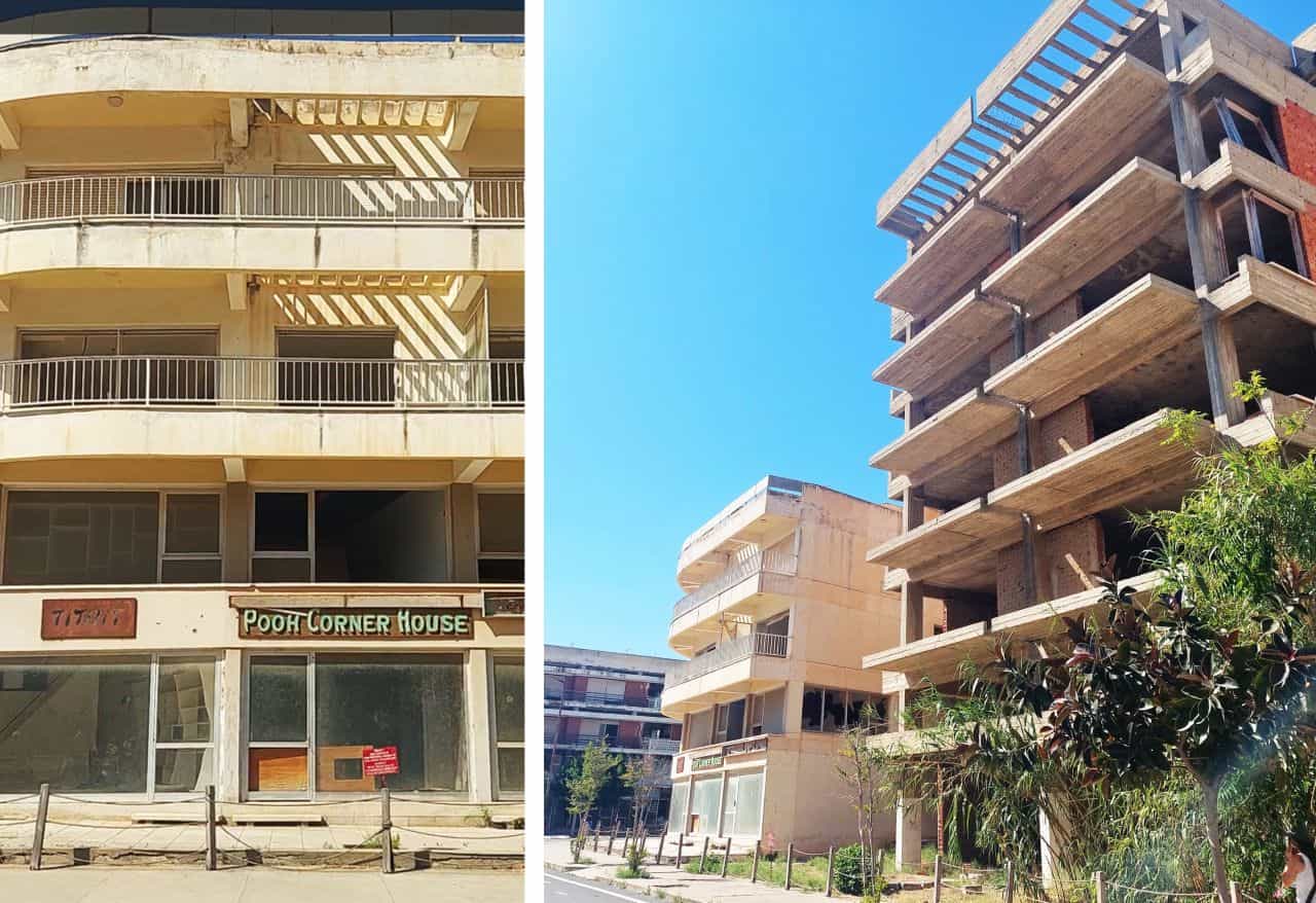 Buildings and Pooh Corner House in Varosha, Cyprus