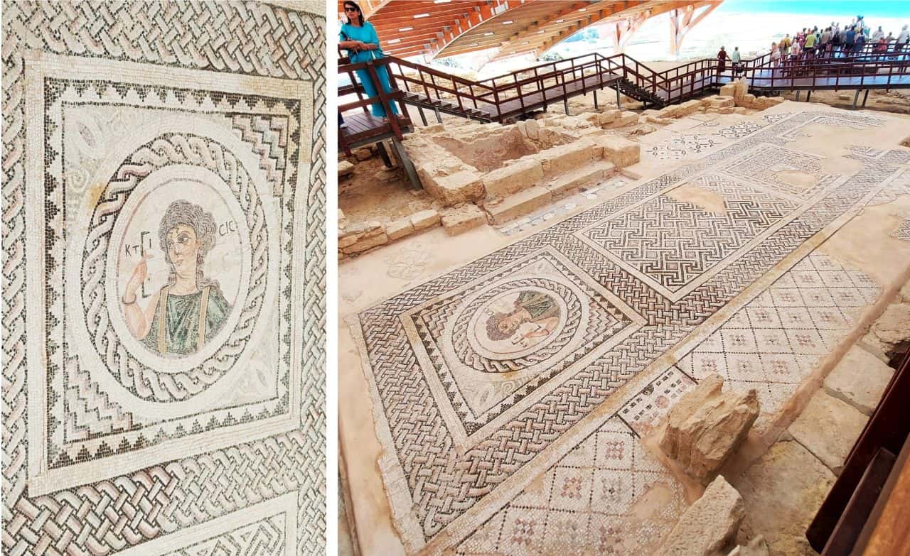 Cyprus, Kourion, House of Eustolios, Ktisis Mosaic. Kipar, Kurion
