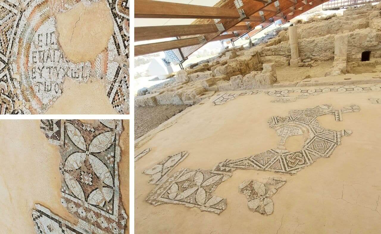 Cyprus, Kourion, House of Eustolios, Welcome mosaic. Kipar, Kurion