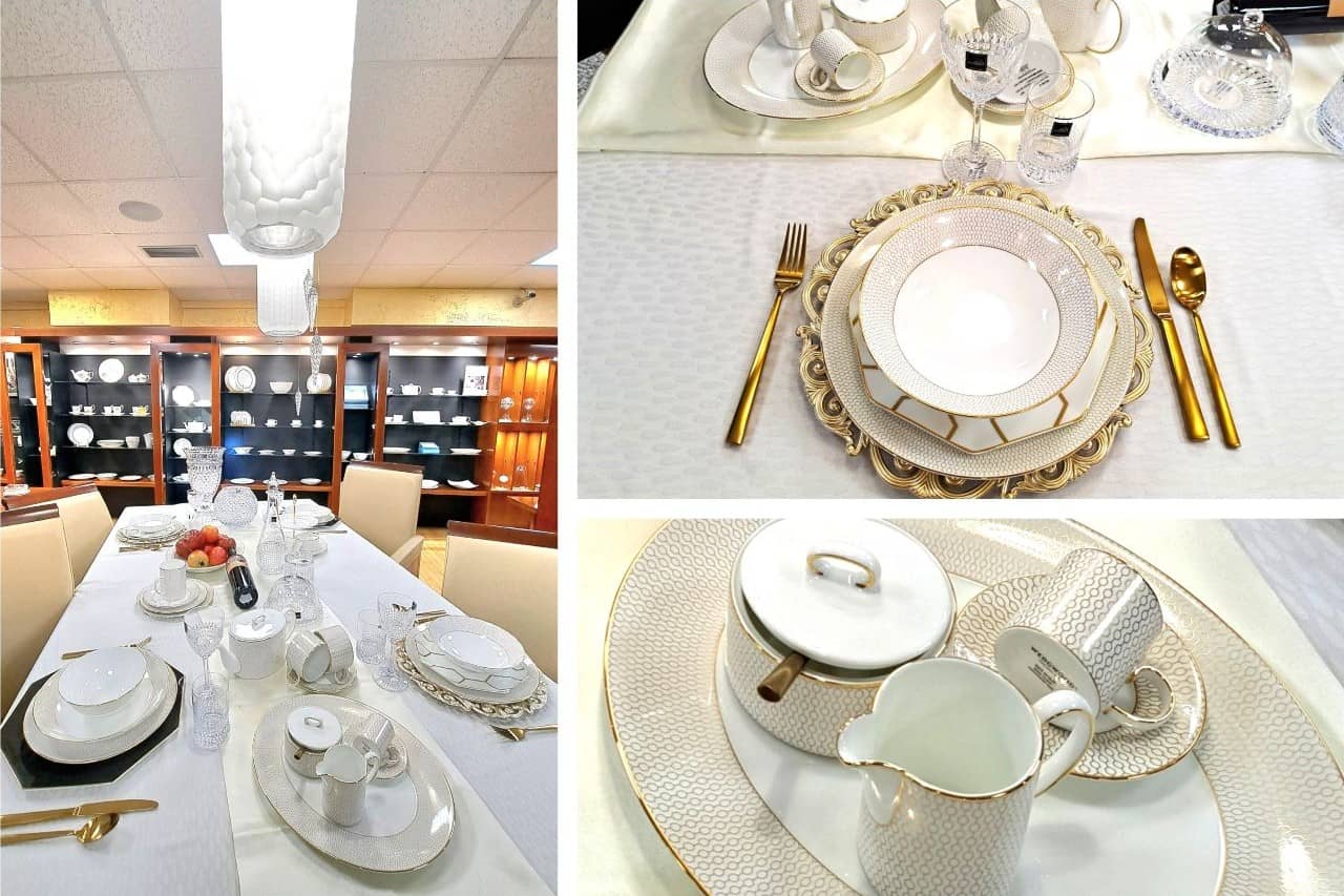 Slovenia, Staklarna Rogaška, dishes and coffee cups